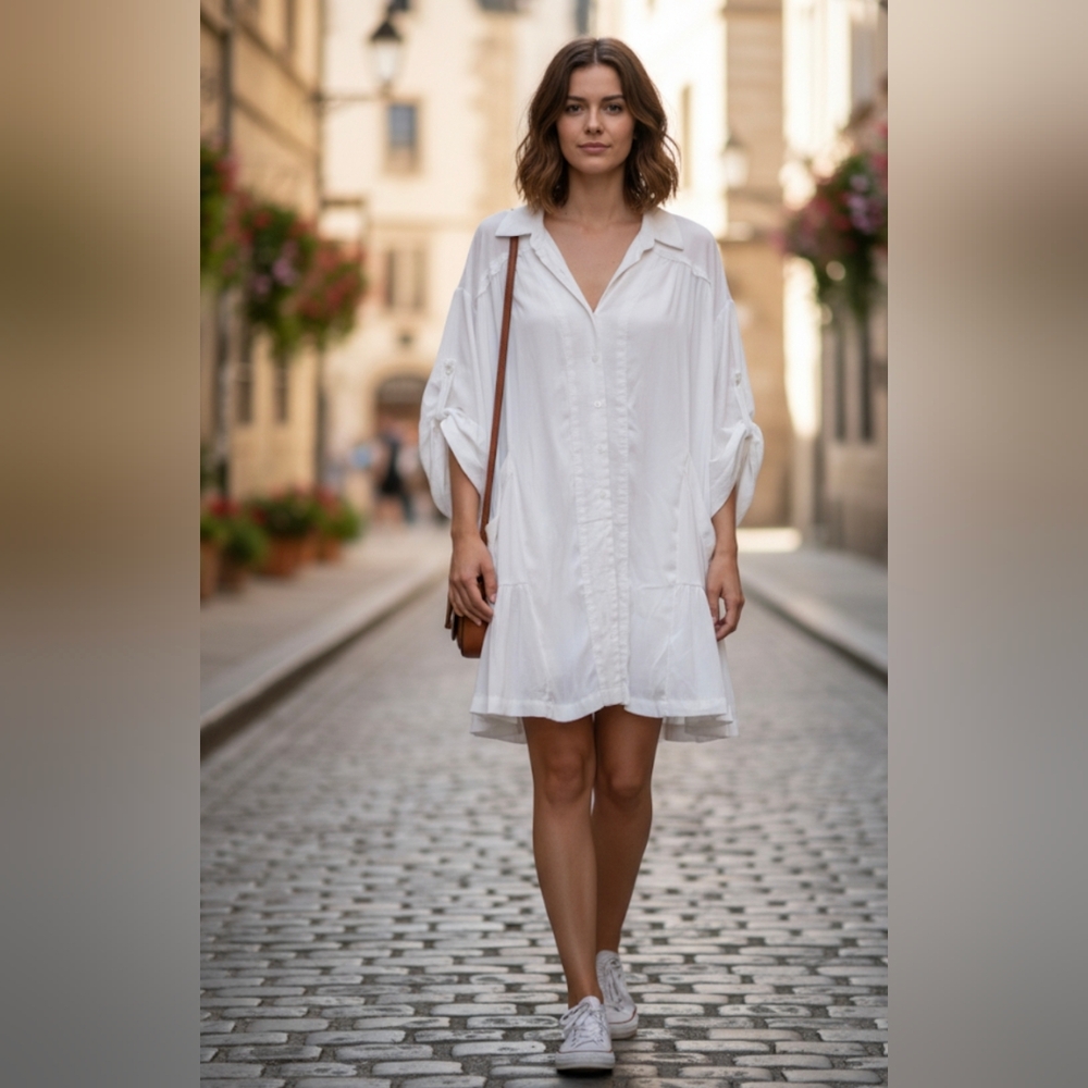 Free People White Button-Up Blouse